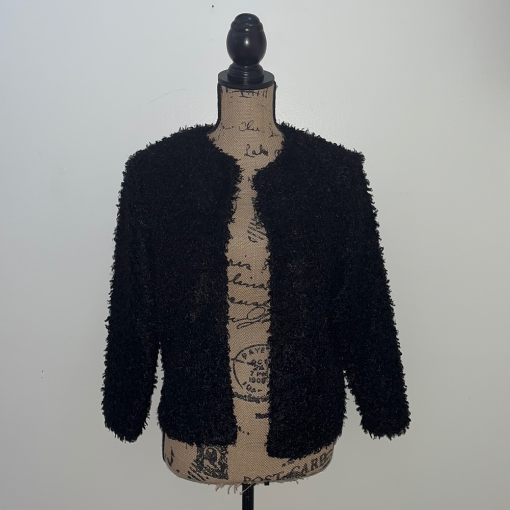 H&M Black Fuzzy Cardigan Lightweight Sweater